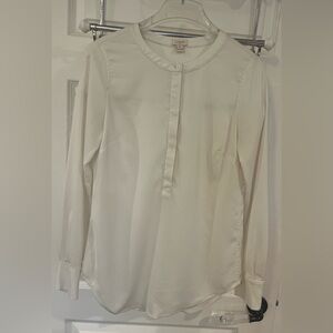 J. Crew Cream Long-Sleeve Henley Blouse